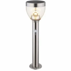 Lampe solaire Globo LED Acier inoxydable, 20 lumières, Détecteur de mouvement