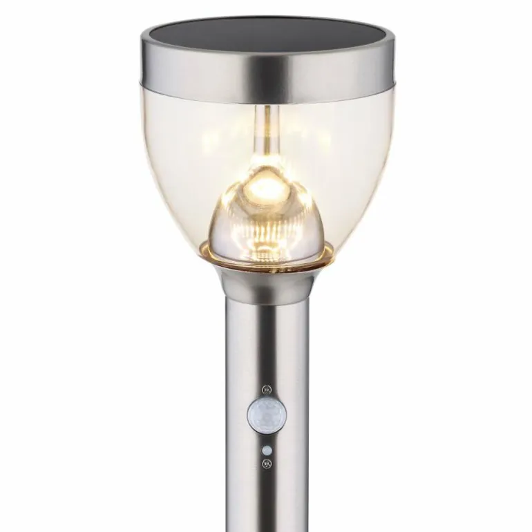 Lampe solaire Globo LED Acier inoxydable, 20 lumières, Détecteur de mouvement