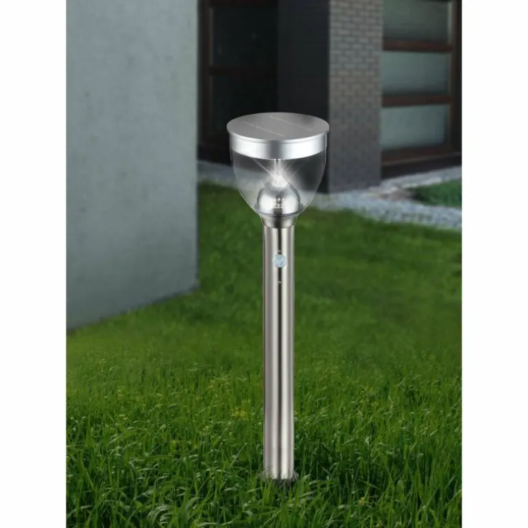 Lampe solaire Globo LED Acier inoxydable, 20 lumières, Détecteur de mouvement