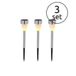 lampe solaire Globo LED Acier inoxydable, 3 lumières