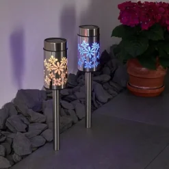 lampe solaire Gorizia LED Acier inoxydable, 2 lumières, Changeur de couleurs