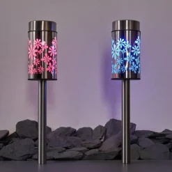 lampe solaire Gorizia LED Acier inoxydable, 2 lumières, Changeur de couleurs