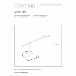Luminaires Lucide Éclairage Led|Lampes de table Lucide ANSELMO LED Noir, 1 lumière