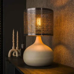 hofstein Lampes À Poser|Lilleballe Lampe à poser Crème, Gris, 1 lumière