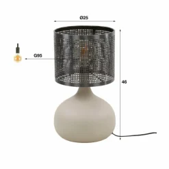 hofstein Lampes À Poser|Lilleballe Lampe à poser Crème, Gris, 1 lumière