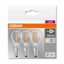 Lot de 3 Osram LED E14 4,5 Watt 2700 Kelvin 470 Lumen