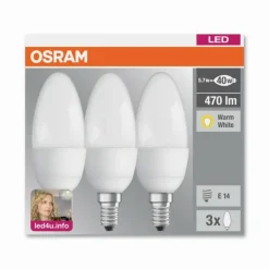 Lot de 3 Osram LED E14 5,7 Watt 2700 Kelvin 470 Lumen