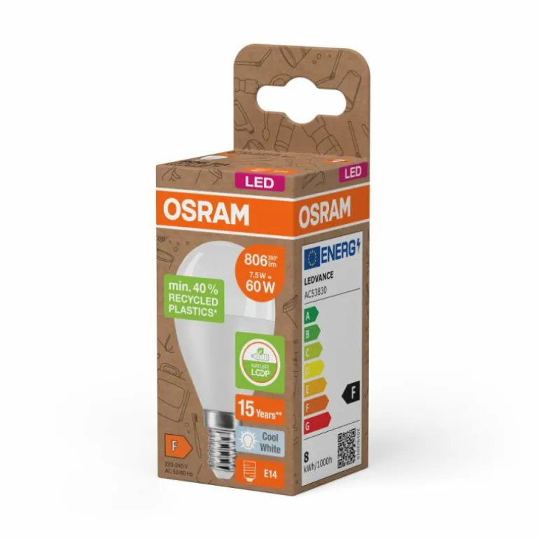 Luminaires Osram E14 7.5 Watt blanc neutre 806 Lumen