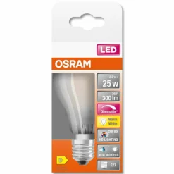 Luminaires Osram E27 LED 2.2 Watt blanc chaud dimmable 300 Lumen