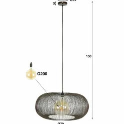 hofstein Suspensions|lustre Agueda Brun foncé, Nickel mat, Noir, 1 lumière