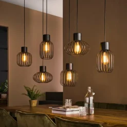 hofstein Suspensions|lustre Lalora Anthracite, 6 lumières