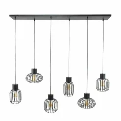 hofstein Suspensions|lustre Lalora Anthracite, 6 lumières