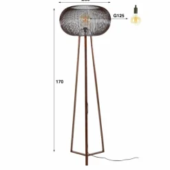 hofstein Lampadaires Et Lampes Sur Pied|Luzinde Lampadaire Nickel mat, Noir, 1 lumière