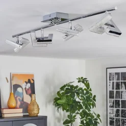 hofstein Spots Et Projecteurs|Madel Plafonnier, Spot de plafond Chrome, Nickel mat, 4 lumières