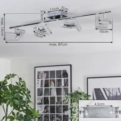 hofstein Spots Et Projecteurs|Madel Plafonnier, Spot de plafond Chrome, Nickel mat, 4 lumières