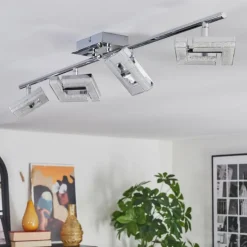 hofstein Spots Et Projecteurs|Madel Plafonnier, Spot de plafond Chrome, Nickel mat, 4 lumières