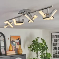 hofstein Spots Et Projecteurs|Madel Plafonnier, Spot de plafond Chrome, Nickel mat, 4 lumières