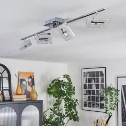 hofstein Spots Et Projecteurs|Madel Plafonnier, Spot de plafond Chrome, Nickel mat, 4 lumières