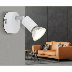 Luminaires Globo Lighting Spots Et Projecteurs|Matrix Plafonnier, Spot de plafond, Applique murale, Spot mural Chrome, Blanc, 1 lumière