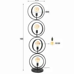 hofstein Lampadaires Et Lampes Sur Pied|Mirandola Lampadaire Anthracite, 4 lumières