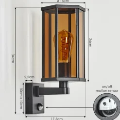 Monfanim Lampe murale d´extérieur Noir, 1 lumière