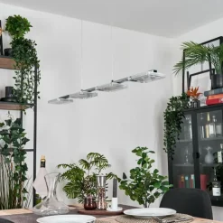 hofstein Suspensions|Ordal Suspension, Suspension LED Argenté, 4 lumières