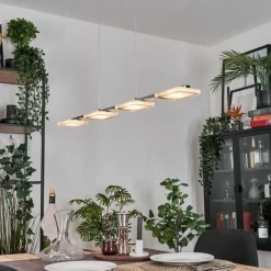 hofstein Suspensions|Ordal Suspension, Suspension LED Argenté, 4 lumières