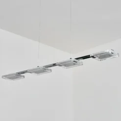 hofstein Suspensions|Ordal Suspension, Suspension LED Argenté, 4 lumières