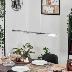 hofstein Suspensions|Ordal Suspension, Suspension LED Argenté, 4 lumières