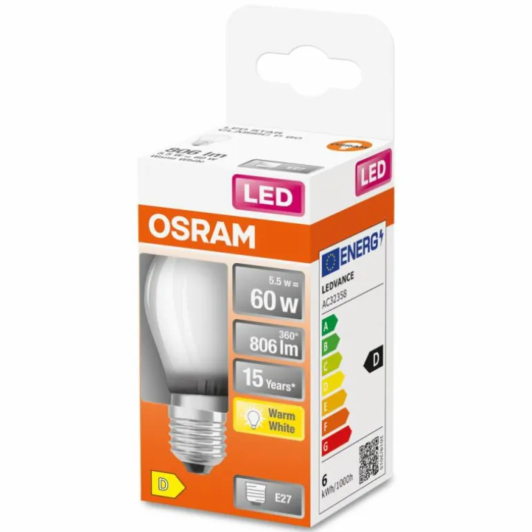 OSRAM LED Retrofit E27 5,5 watt 2700 kelvin 806 lumen