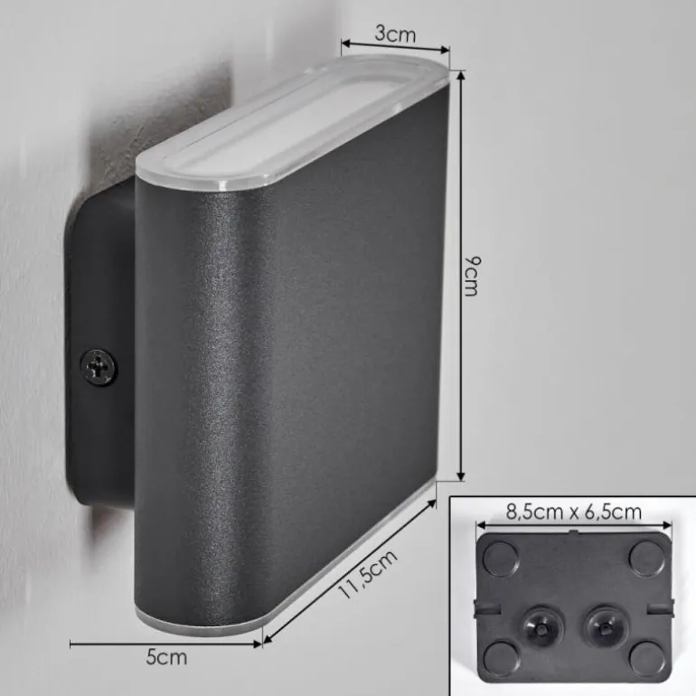 Paranhas Lampe murale d´extérieur, Luminaire de salle de bain, Luminaire Up & Down, Applique murale Anthracite, 1 lumière