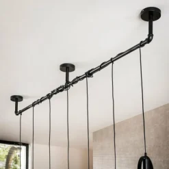 hofstein Suspensions|Pendelleuchte Suspension Anthracite, 7 lumières