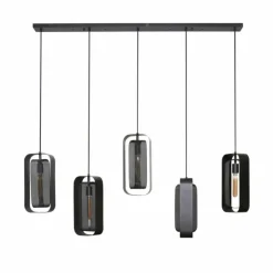 hofstein Suspensions|Pendelleuchte Suspension Anthracite, 5 lumières