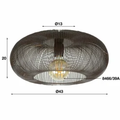 hofstein Plafonniers|Plafonnier Agueda Brun foncé, Nickel mat, Noir, 1 lumière