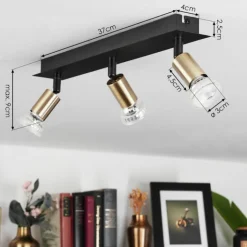 hofstein Spots Et Projecteurs|Plafonnier Castillo Noir, 3 lumières