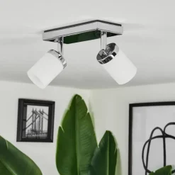 Plafonnier Cerejeiras LED Chrome, 2 lumières, Télécommandes, Changeur de couleurs