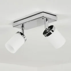 Plafonnier Cerejeiras LED Chrome, 2 lumières, Télécommandes, Changeur de couleurs
