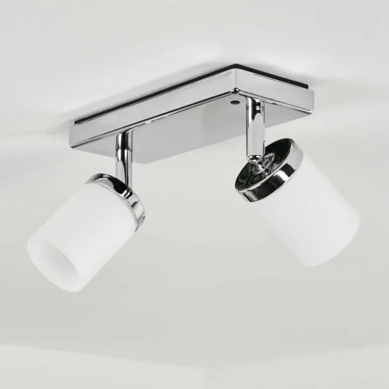 Plafonnier Cerejeiras LED Chrome, 2 lumières, Télécommandes, Changeur de couleurs
