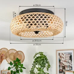 Plafonnier 50 cm Bauro Noir, 4 lumières, Télécommandes