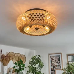 Plafonnier 50 cm Bauro Noir, 4 lumières, Télécommandes