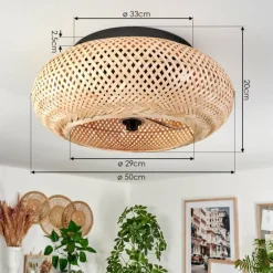 Plafonnier 50 cm Bauro Noir, 4 lumières, Télécommandes