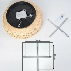 Plafonnier 50 cm Bauro Noir, 4 lumières, Télécommandes