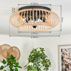 Plafonnier 50 cm Oravi Noir, 4 lumières, Télécommandes