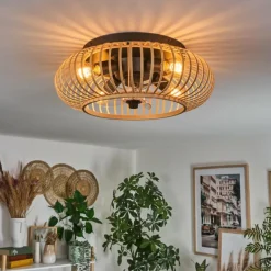 Plafonnier 50 cm Oravi Noir, 4 lumières, Télécommandes