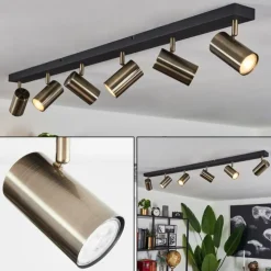 hofstein Spots Et Projecteurs|Plafonnier Javel Chrome, Noir, 6 lumières