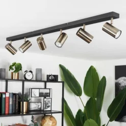 hofstein Spots Et Projecteurs|Plafonnier Javel Chrome, Noir, 6 lumières