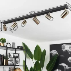 hofstein Spots Et Projecteurs|Plafonnier Javel Chrome, Noir, 6 lumières