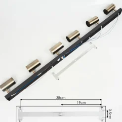 hofstein Spots Et Projecteurs|Plafonnier Javel Chrome, Noir, 6 lumières
