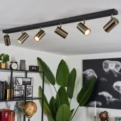 hofstein Spots Et Projecteurs|Plafonnier Javel Chrome, Noir, 6 lumières