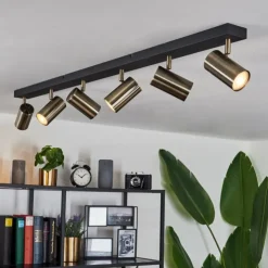 hofstein Spots Et Projecteurs|Plafonnier Javel Chrome, Noir, 6 lumières